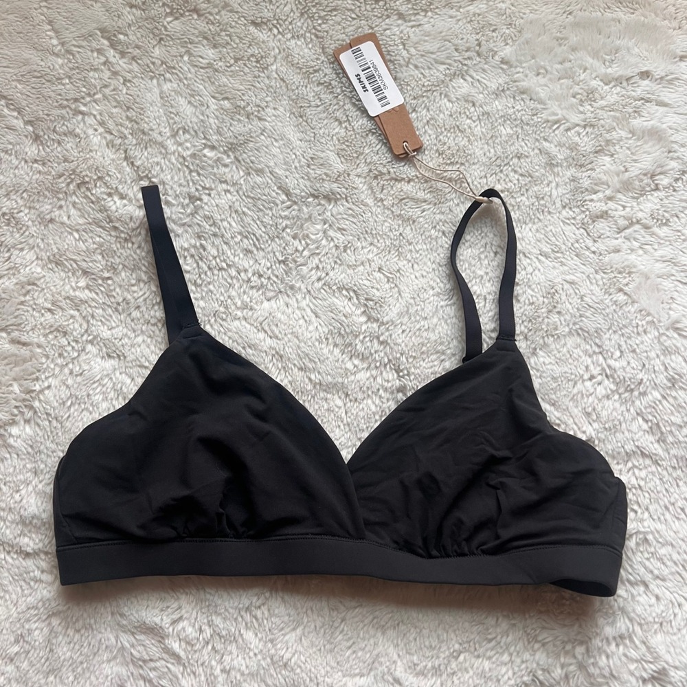 SKIMS Fits Everybody Crossover Bralette Onyx Black BR-TRI-0235 Womens Small NEW
